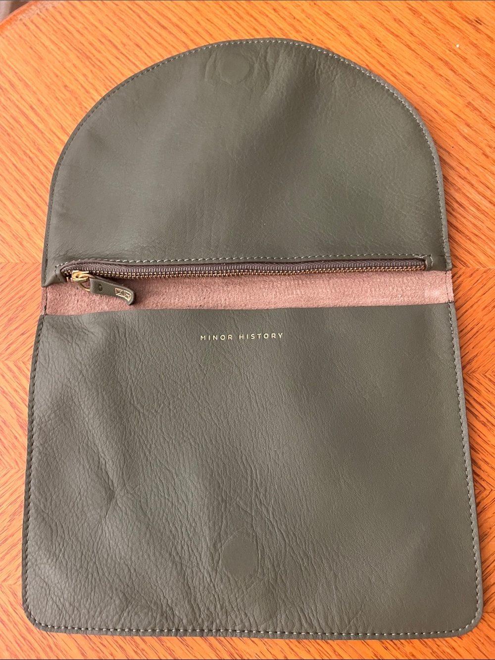 Minor History Green Leather & Metallic Flap Crossbody Clutch - Picture 3 of 6
